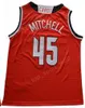 남자 대학 농구 Donavan Mitchell Jerseys 45 스포츠 팬을위한 통기성 순수 면적으로 모든 스티치 팀 Red Black White Co7460788