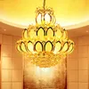 Modern Crystal Chandeliers Lighting Fixture LED Lights American Golden Lotus Flower Chandelier Lamp Home Indoor Lighting