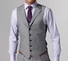 Hoge Kwaliteit Lichtgrijze Side Vent Bruidegom Tuxedos Groomsmen Beste Man Mannen Bruiloft Pakken Bruidegom (jas + Broek + Vest + Tie)