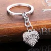 16 Rhinestone Crystal Set Spiral Silver Chain Lock Key Chain är den bästa vän familjen gåva till473