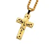 Moda uomo hip hop jesus croce pendente grande collane mens 18 carati in oro placcato catene di riempimento pezzi gioielli collana