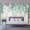 Tapeten Hauptdekor Kundenspezifische Tapete Nordic minimalistische Blätter tropischer Schmetterling Vogel Schlafzimmerwand behang Blumen