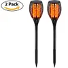 2PACK Solar Lights Outdoor - Flickering Flames Torch Lights Solar Light - Dancing Flame Lighting 96 LED Dusk to Dawn Flickering Tiki Torches