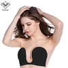 WeChery Strapless 브래지어는 브 랄레엣 섹시한 브래지어를 밀어 비키니 웨딩 드레스 여성 보이지 않는 접착제 브래지어 백리스 브랜드 브래지어