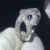 أزياء الصليب خاتم 925 الفضة الاسترليني تمهيد الإعداد 5A تشيكوسلوفاكيا الاشتباك خاتم الزواج للمرأة مجوهرات الزفاف