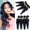 Malaisienne Vierge Cheveux Lâche Vague 4 Bundles Pas Cher Bouclés Armure de Cheveux Humains Meilleure Qualité Malaisienne Lâche Vague Extensions de Cheveux Humains