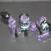 Individualization Glass Purple Bong with 2 black antenna bubbler Glass water bubbler colorful smoking bubbler oil burner Manual blowing