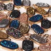 10Pcs Drusy Druzy Geode Link Connector Pendant, set castone placcato in oro, argento rivestito di titanio, blu, grigio, champagne, nero, oro, 15mmx9mm