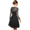 Hot Sale Women Lace Dress spring Vintage O Neck Slim Sexy Pin up Rockabilly Vestidos Party Black office work robe femme