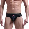 Erkekler Komik Faux Deri Külot Seksi Eşcinsel Iç Çamaşırı erkek Erotik Külot Külot Spandex T-Geri Jockstrap Erkekler Erotik Penis Thongs İç