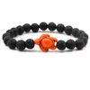 Tortoise Charms 8mm Naturlig Svart Lava Stone Beads Armband Eterisk Olja Parfym Diffuser Armband Stretch Yoga Smycken