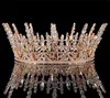 Queen Round Crown Pageant Tiara Wedding Fascia da sposa Accessori per capelli retrò Copricapo di gioielli Ornamento per capelli con strass di cristallo Copricapo