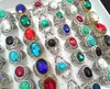 Wholesale 50PCS Top Mixed Noble Big Stone Rings Turquoises & Clear Crystal Women's Men's Exquisite Elegant Finger Ring Beautiful Jewelry Lot