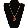 À la mode Bling Ruby Pendentif Collier Pour Hommes En Acier Inoxydable Plaqué Or Hip Hop Chaîne Cubaine Colliers Pendentifs Hommes Hiphop Bijoux NL9711442