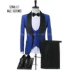 (Veste + Pantalon + Gilet + Arc) 2018 Bleu Royal Hommes Costume De Mode Slim Fit Party Costume De Mariage Hommes Sur Mesure De Mariage Terno Tuxedos Marié Blazer