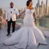 Abiti da sposa a sirena sudafricana Applicazioni in pizzo Plus Size Maniche lunghe trasparenti Abiti da sposa Abiti da sposa in raso Sweep Train2356