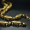 60CM 8mm Cool Stainless Steel Men's Gold Tone Byzantine Necklace Chain N292257B