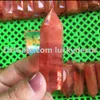 Red Smelting Quartz Stand up Point Carvado Vermelho Vermelho Smelted Quartz Gemstone Pequeno Hexagonal Reiki Reiki Chakra Polido Wand / Gerador / Obelisco