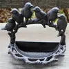 2 sztuki żeliwa 6 ptaków kształt karmer dla ptaków do stojaka ogrodowe miska birdbath bird bath antique put na patio dziedziniec na zewnątrz brązowy wystrój