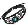 Constellatie Zodiac Barcelet Weave Meerlagige wrap armbanden polsband manchetknopen voor vrouwen mannen glazen cabochon sieraden