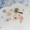 6 pçs conjunto banana lolly flamingo palmeira copo pinos broches emblemas duro esmalte lapela pino chapéu saco jeans pinos mochila acessórios1284g