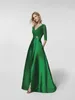 Лучшие качества Специальный Платья V шеи Линия Собранная лиф Split Юбка Emerald Green Elegant вечерние вечерние платья 2018 с рукавом