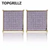 TOPGRILLZ Hip Hop Herren Bling Schmuck Ohrring Goldfarbe Iced Out Micro Pave Kubikzircon Lab D Ohrstecker mit Schraubverschluss222J