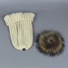 Luvas de chapéu de cachecol de malha define crochê quente de inverno e lenços com gorro de pom de pele real para mulher227m