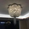 Lyxig tofsar Aluminiumkedja Taklampa Rostfria stålkedjor Crystal Chandeliers LED-lampor för vardagsrum