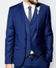 Custom Design Bästa Mäns Business Suit Notched Lapel Back Vent Navy Groom Tuxedos Men Party Groomsmen Passar (Jacka + Byxor + Tie + Vest) Nej; 263