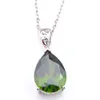 Luckyshine 5 ensembles cadeau de vacances goutte de feu Olive péridot cristal zircon cubique 925 argent pendentifs colliers boucles d'oreilles ensembles de bijoux de mariage