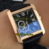 Reloj Tourbillon automático con esfera gris para hombre, relojes de negocios, caja plateada, correa de cuero, relojes de pulsera para caballero de alta calidad