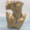 Fnixtar Feuerblauer Opal Hamsa Hand Schmucksets für Frauen Halskette Anhänger Ohrstecker OP Schmuckset Geschenk 3 Satz Lot9055940