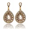 Bohème goutte d'eau balancent boucle d'oreille Vintage ethnique larme cristal perlé déclaration boucles d'oreilles pour les femmes Boho mode bijoux accessoires