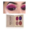 Schoonheid geglazuurd glitter oogschaduw merk palet hoge pigmenten langdurige waterdichte 4 kleuren glanzende glans oogschaduw make-up