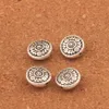 70pcs / lot blomma snidad etsad runda platta pärlor 14.2x14.2mm Antik silveravstånd smycken fynd L1840