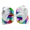 8 tum Jojo Bow Ribbed Ribbon Färgglada Printing Baby Girl Big Bowknot Bobby Pin Kid Hair Tillbehör 5 Design Blandade