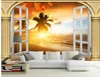 Muro personalizzato murale moderno dipinto di pittura murale di alta qualità carta da parati originale romano finestra bianca tramonto spiaggia vista marittima sfondo 3d wa wa