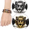 8MM Black Lava Tiger-Augen-Stein-Armbänder DIY Aromatherapie ätherisches Öl Diffusor Armband Löwe-Kopf-Baum-Charme Gewebte Schmuck