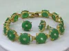 Hot Natural Green Gem Bracelet Earrings Set 7.5 "AaarIrfree Shipping