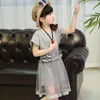 Baby meisjes kleding set 2018 zomer baby kinderen meisjes casual mooie katoenen korte mouw T-shirt Top + elastische gaas rok + taille riem 3pcs sets