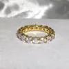 Brand 925 SILVER & Gold PAVE SETTING diamond painting full Ring ETERNITY BAND ENGAGEMENT WEDDING Stone Rings Size 5 6 7 8 9 10262f