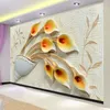 Personnalisé Mur Peinture Papier Peint Non-tissé 3D Relief Fleur Fonds D'écran Pour Salon TV Fond Papier Peint Mural De Parede