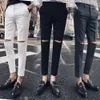 Ripped Solid Pant Slim Fit Men Dress Pant Office Spodnie Mężczyźni Pantalon Homme Slim Formalne Broken Spodnie Dla Man11