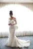 2018 Abiti da sposa a sirena splendida araba con maniche lunghe staccabili Illusion maniche lunghe in rilievo Abiti da sposa in pizzo pieno BA9665252o