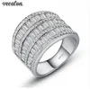 Vecalon Luxury Hyperbole Big Ring 925 Sterling Silver 5A Zircon Cz Engagement Wedding Band rings for women men Finger Jewelry