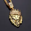 Erkekler hip hop mücevher2018 yeni buzlu altın moda bling aslan baş kolye erkekler kolye altın doldurulmuş erkekler kadınlar hediye whole245c