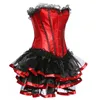 Korset + kant rok sexy vrouwen corset en bustier burlesque feestjurk gotische jurk sexy kant taille trainer rode set