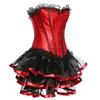 Korsett + Lace Skirt Sexiga Kvinnor Korsett och Bustier Burlesque Party Dress Gothic Dress Sexig Lace Midja Trainer Red Set