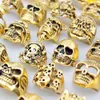 Venda quente 20 peças / lote vintage punk grande crânio anéis atacado de ouro liga de prata liga boêmio declaração esqueleto anel homens jóias